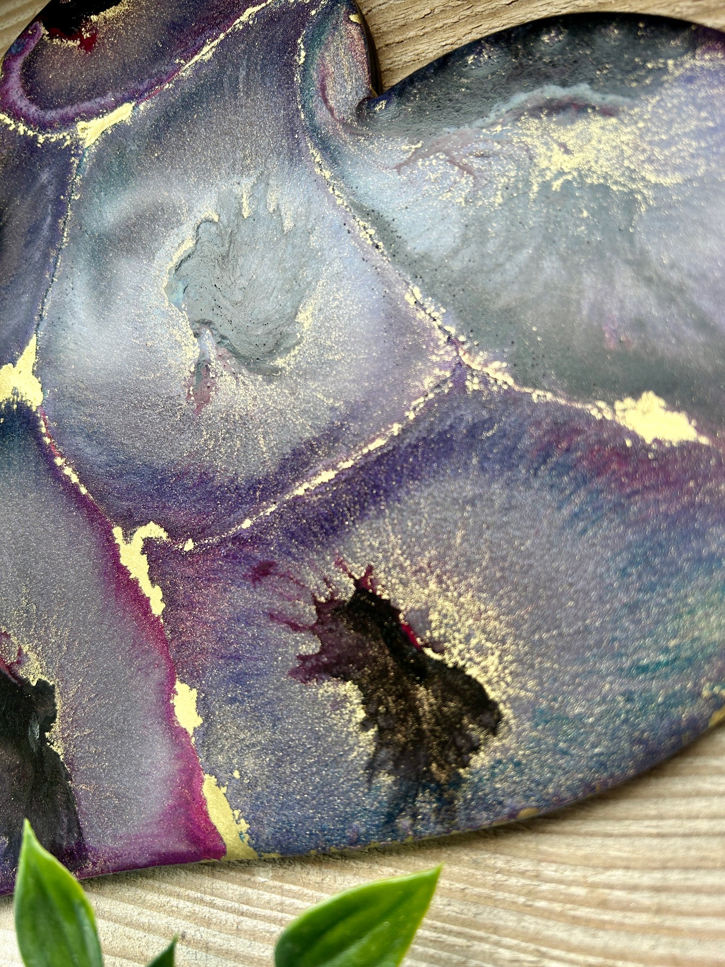 Resin and Ink Original Hanging Heart Artwork
