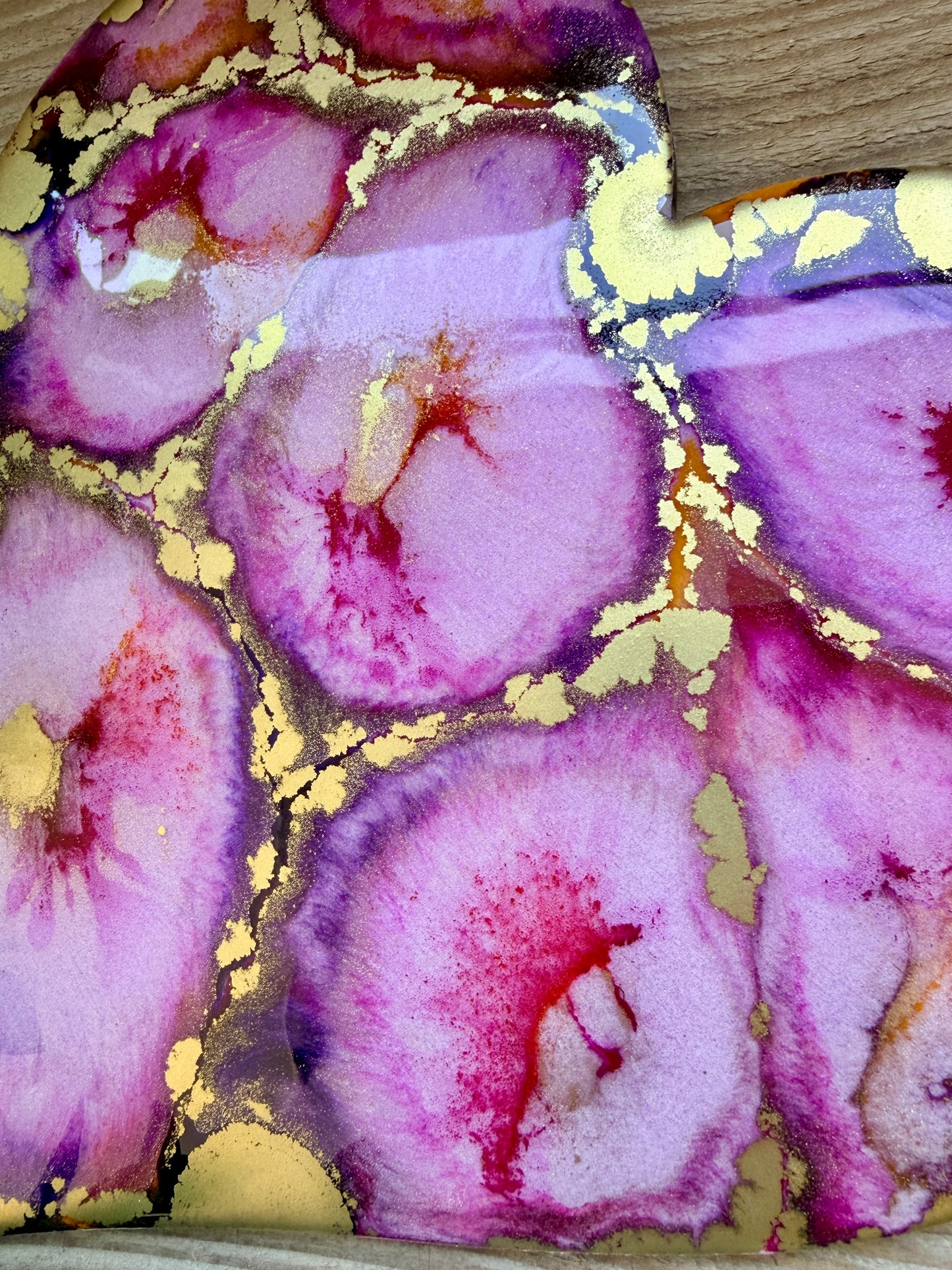 Resin and Ink Original Hanging Heart Artwork