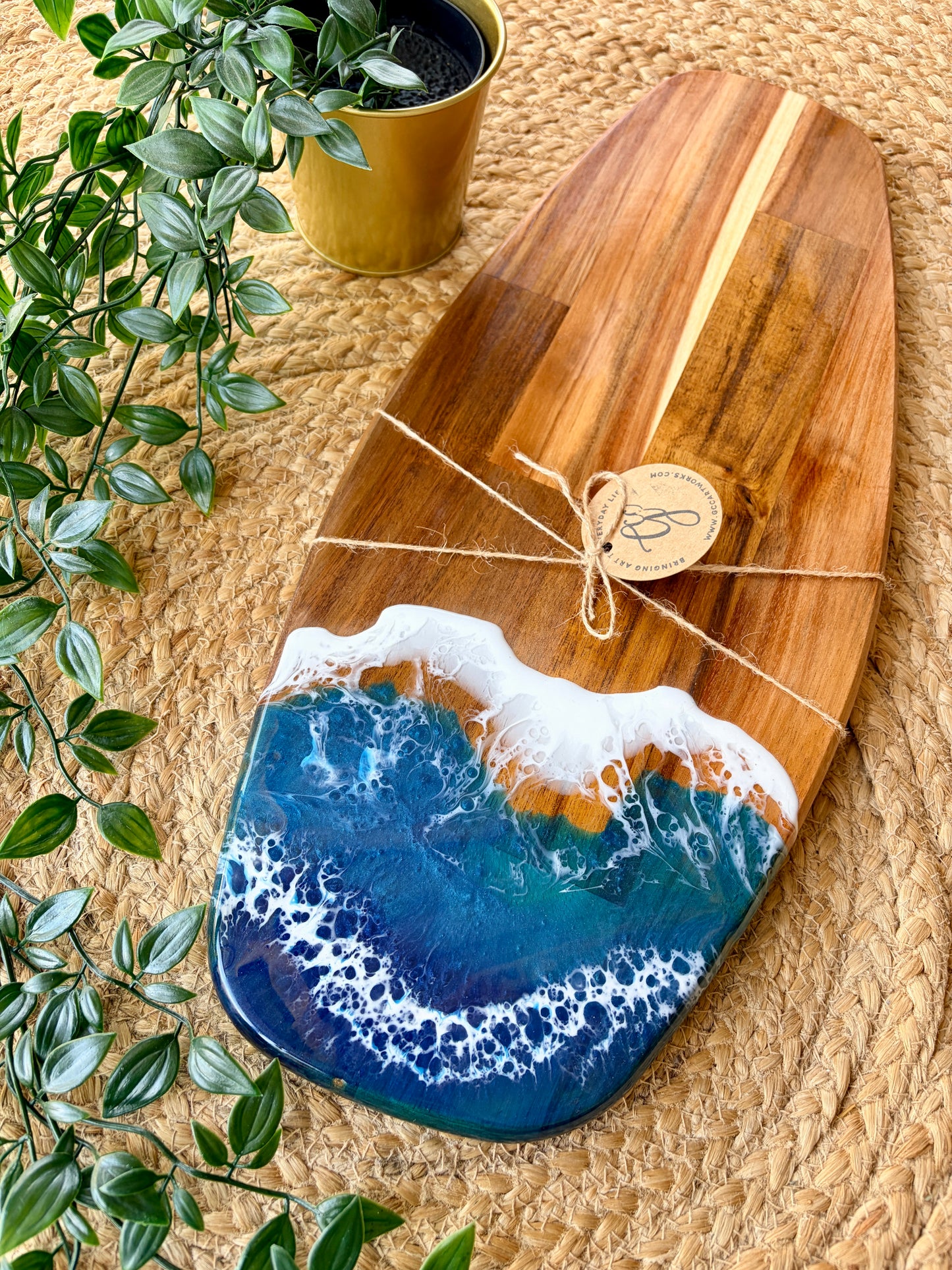 Resin Art Acacia Wood Serving Board - Seascape