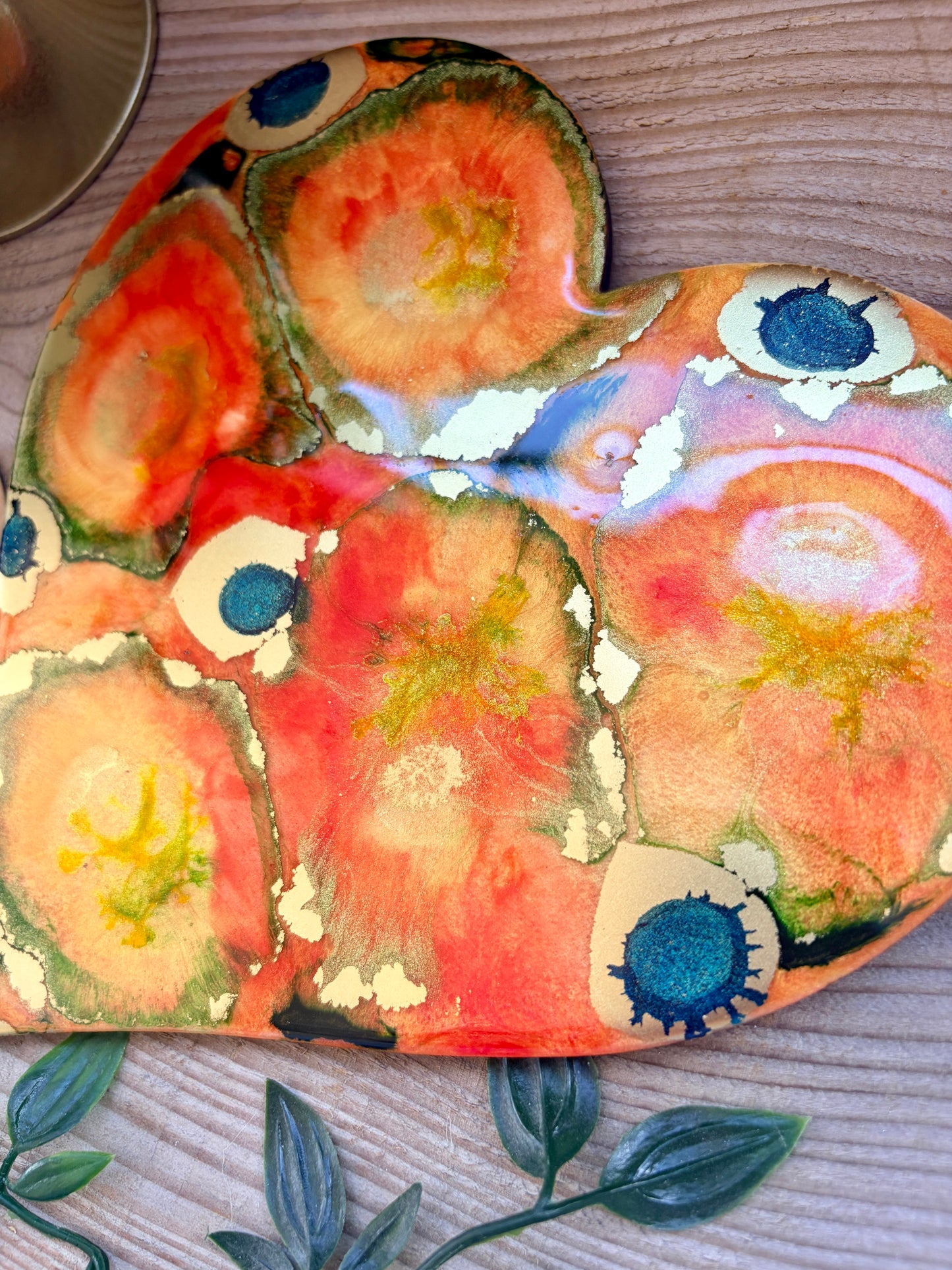 Resin and Ink Original Hanging Heart Artwork