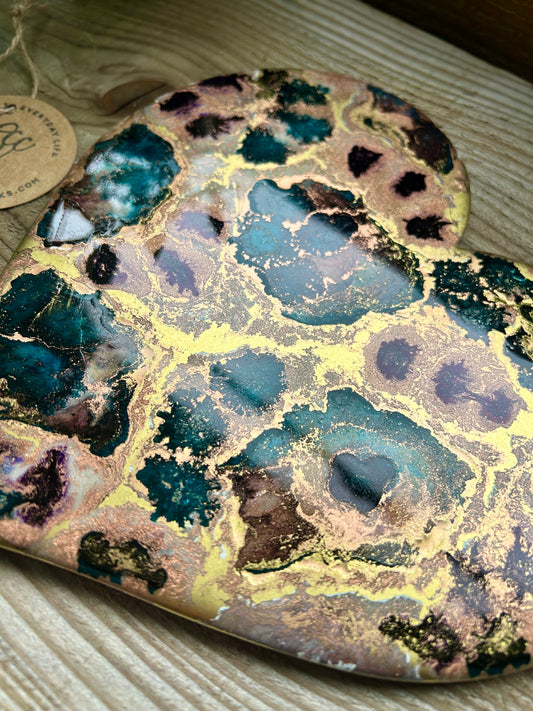 OPULENCE - Resin and Alcohol Ink Original Hanging Heart Artwork