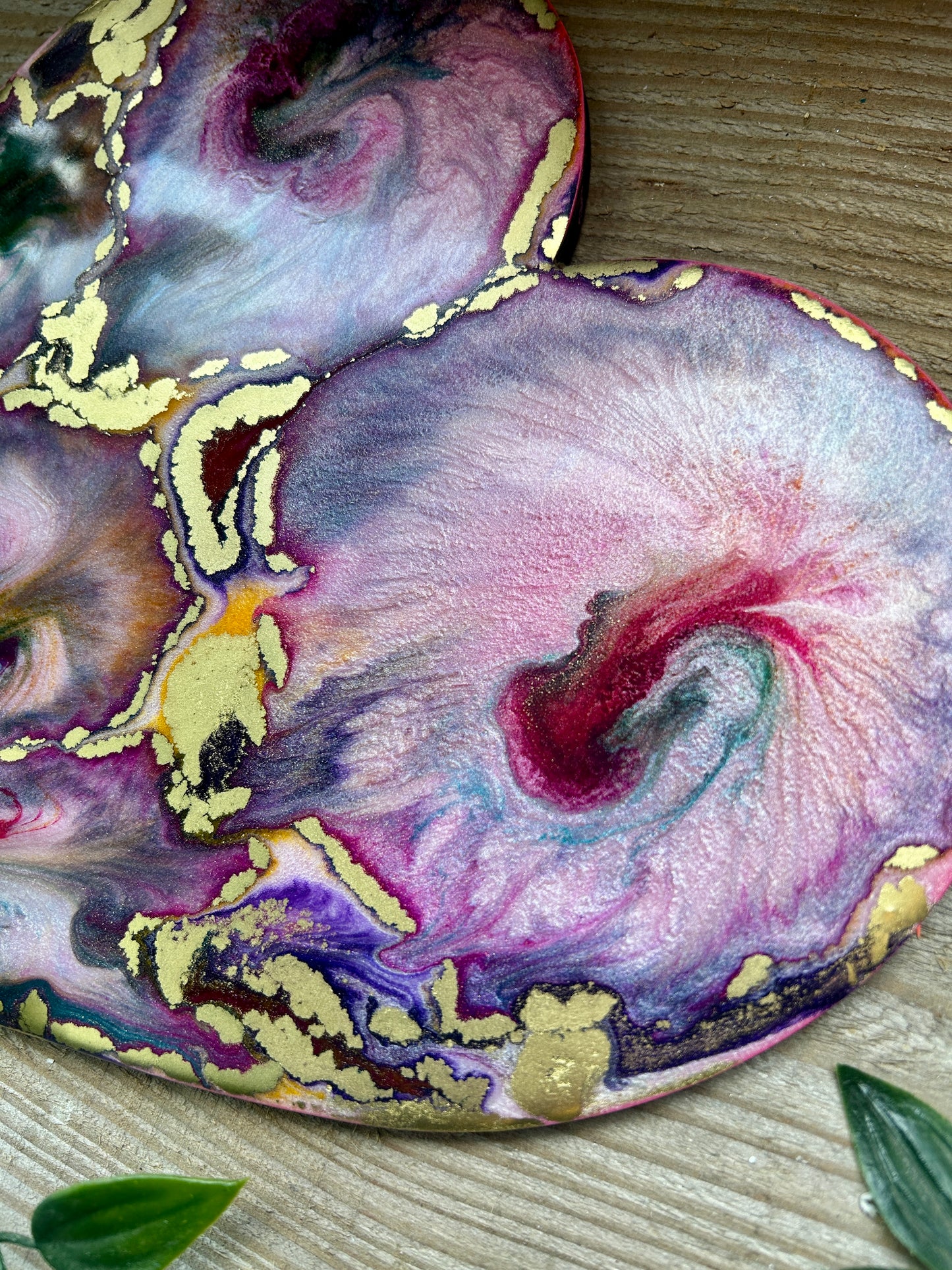 Resin and Ink Original Hanging Heart Artwork