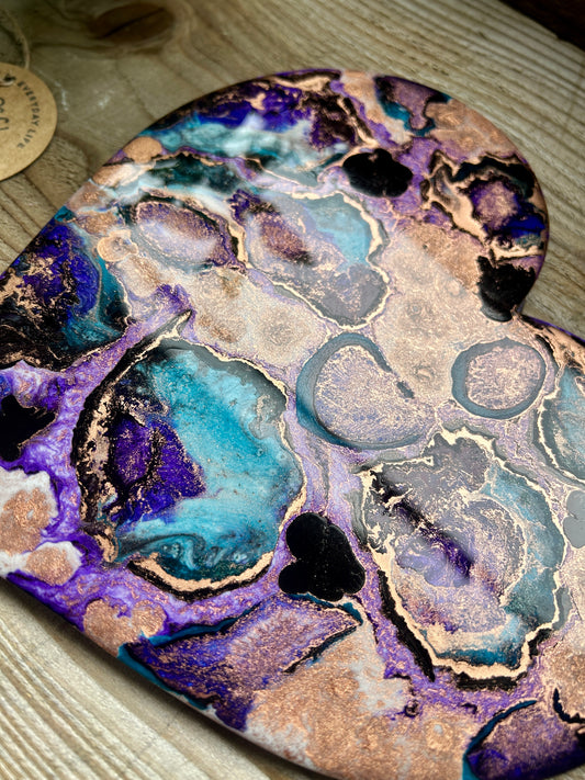 RITZY - Resin and Alcohol Ink Original Hanging Heart Artwork