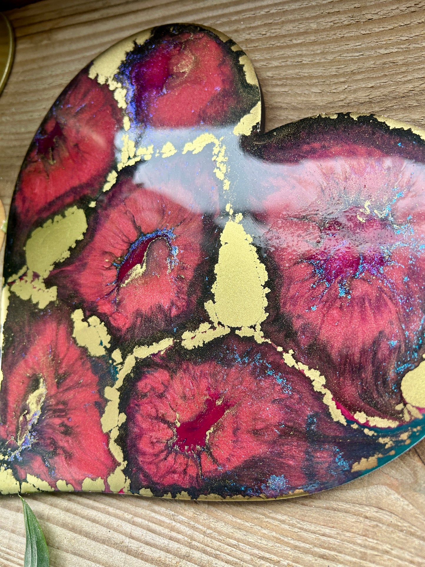 Resin and Ink Original Hanging Heart Artwork