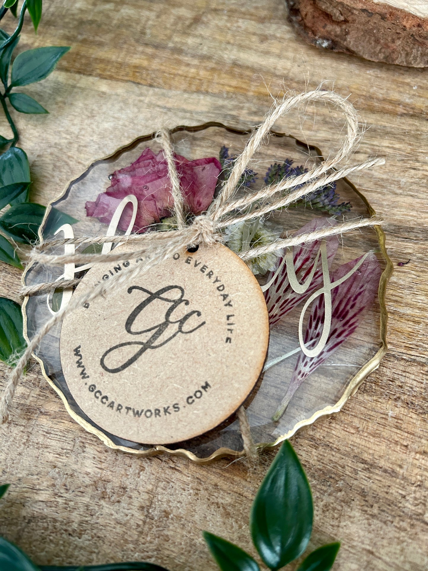 Personalised Coaster with Flowers Preserved in Resin