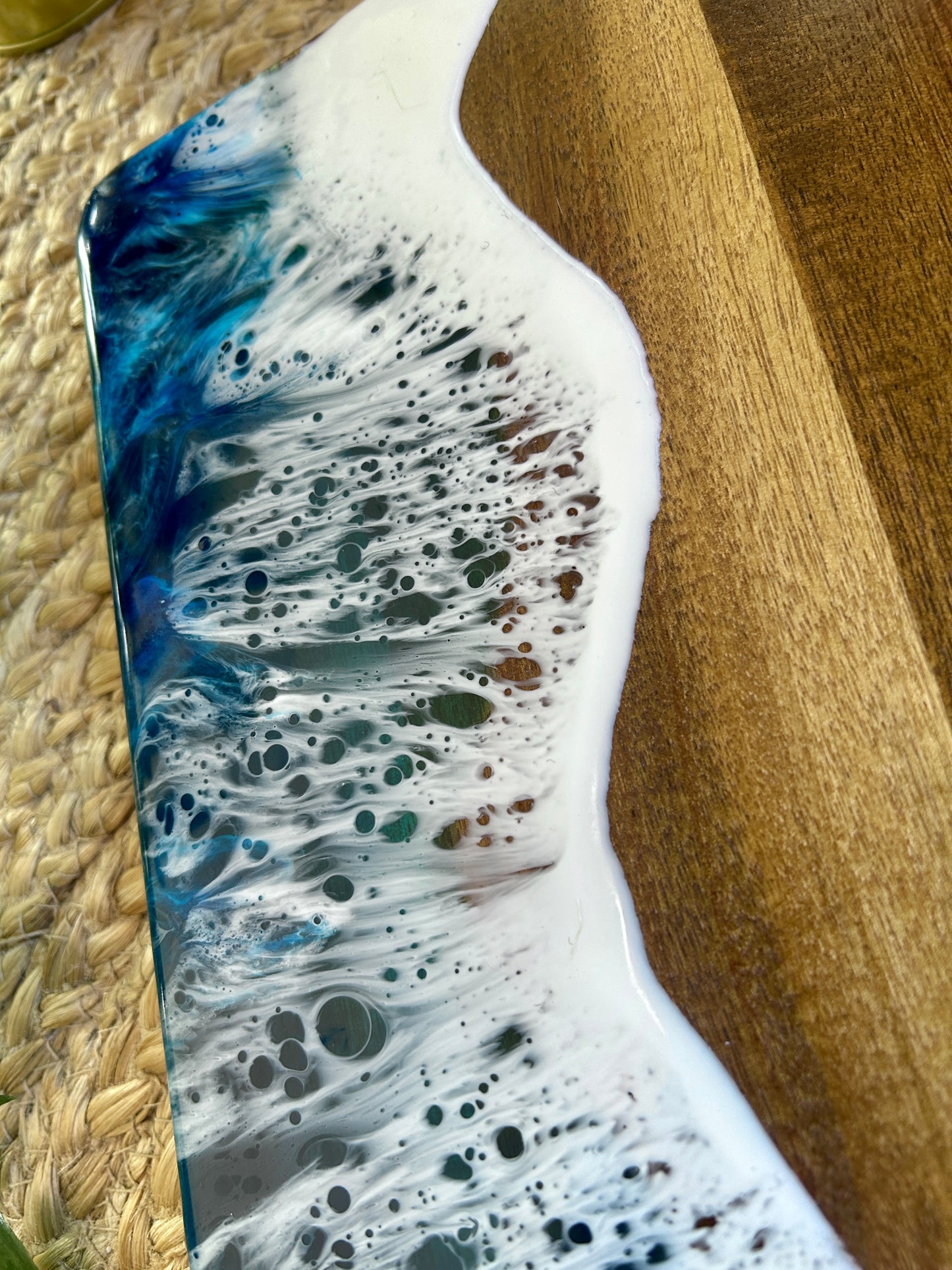 Resin Art Acacia Wood Serving Board - Seascape