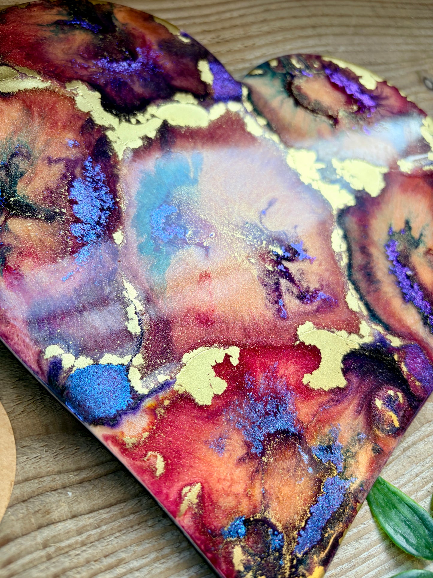 Resin and Ink Original Hanging Heart Artwork