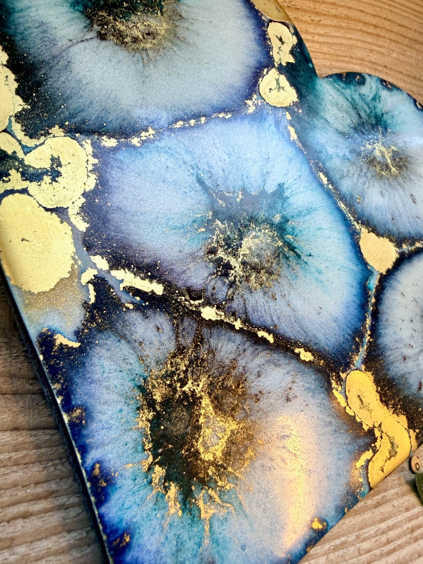 Resin and Ink Original Hanging Heart Artwork