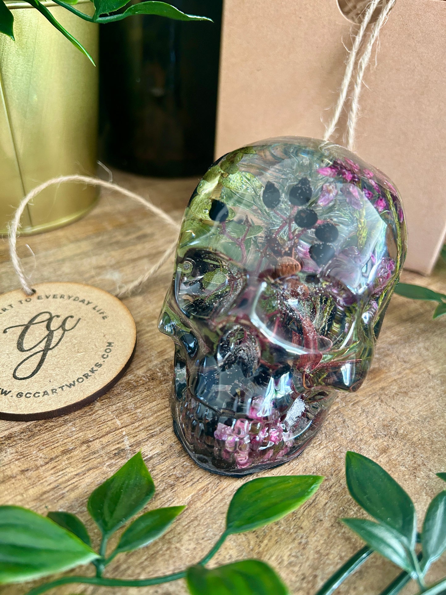 Wedding / Memorial Flowers Preserved in Resin Skull