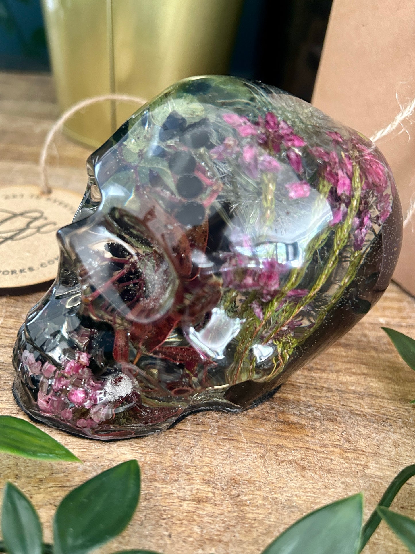 Wedding / Memorial Flowers Preserved in Resin Skull