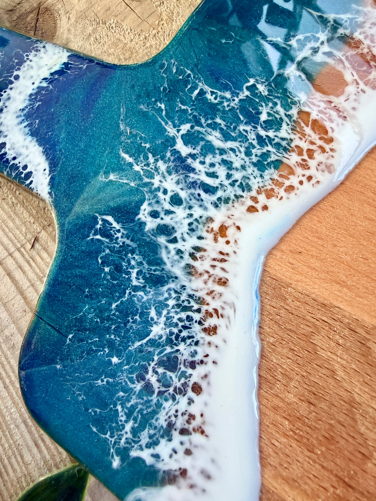 Resin Art Beech Wood Serving Paddle - Waves