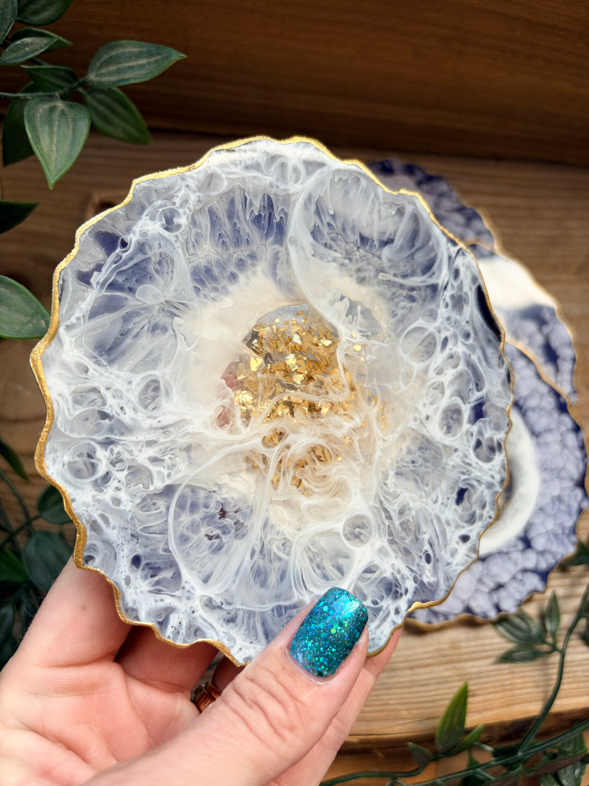 **ON EXHIBITION** Geode Style Resin Art Coasters- Blue, White and Gold