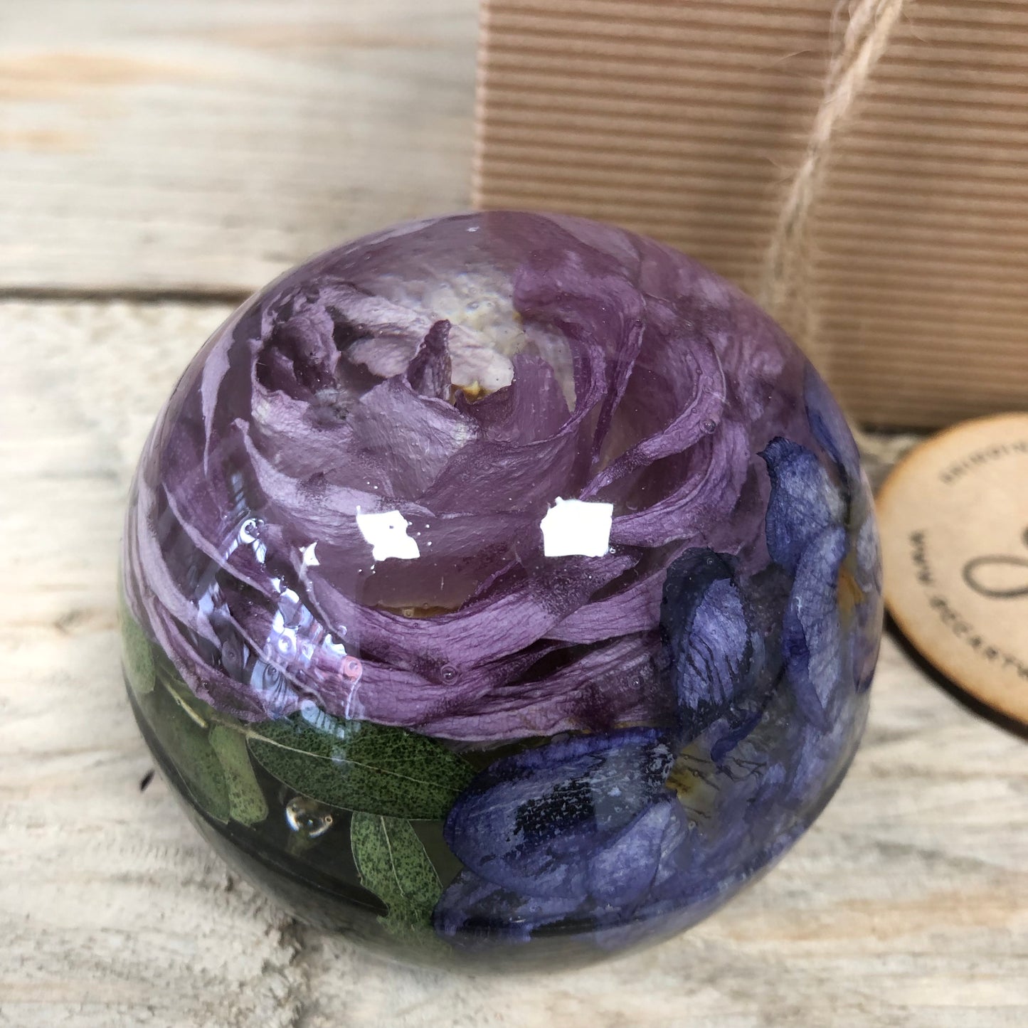 Wedding / Memorial Flowers Preserved in Resin Orb - 9cm