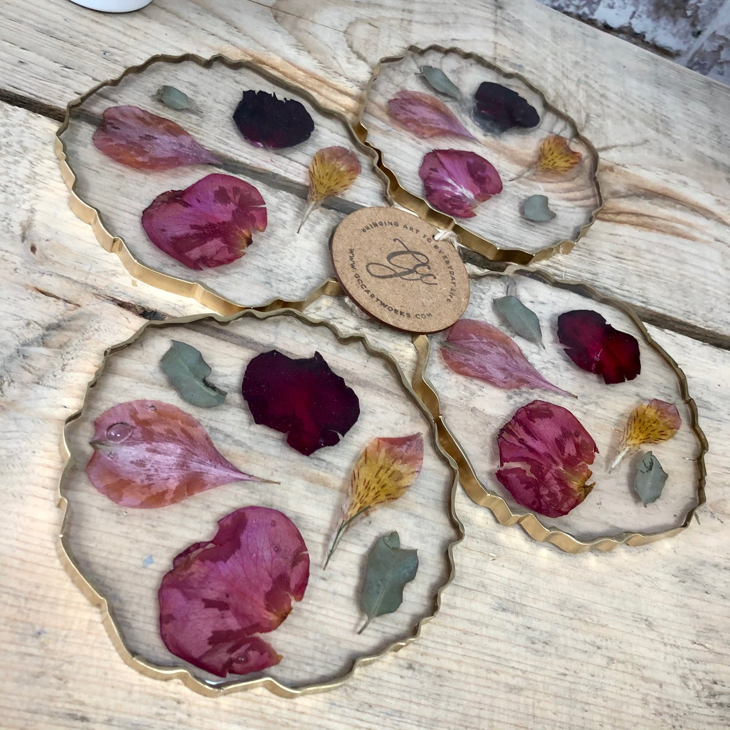 Wedding / Memorial Flowers Preserved in Resin Coasters x 4