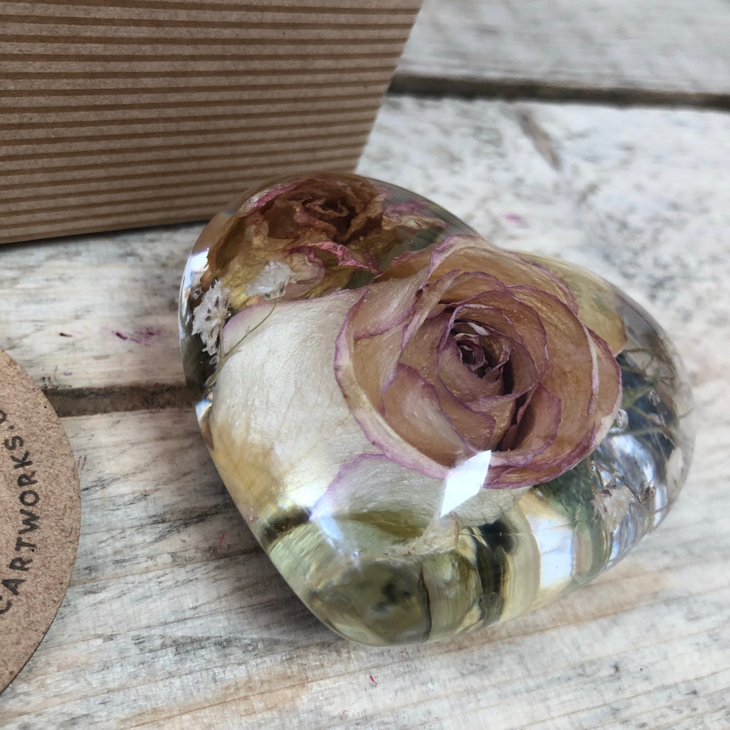 Wedding / Memorial Flowers Preserved in Resin Heart