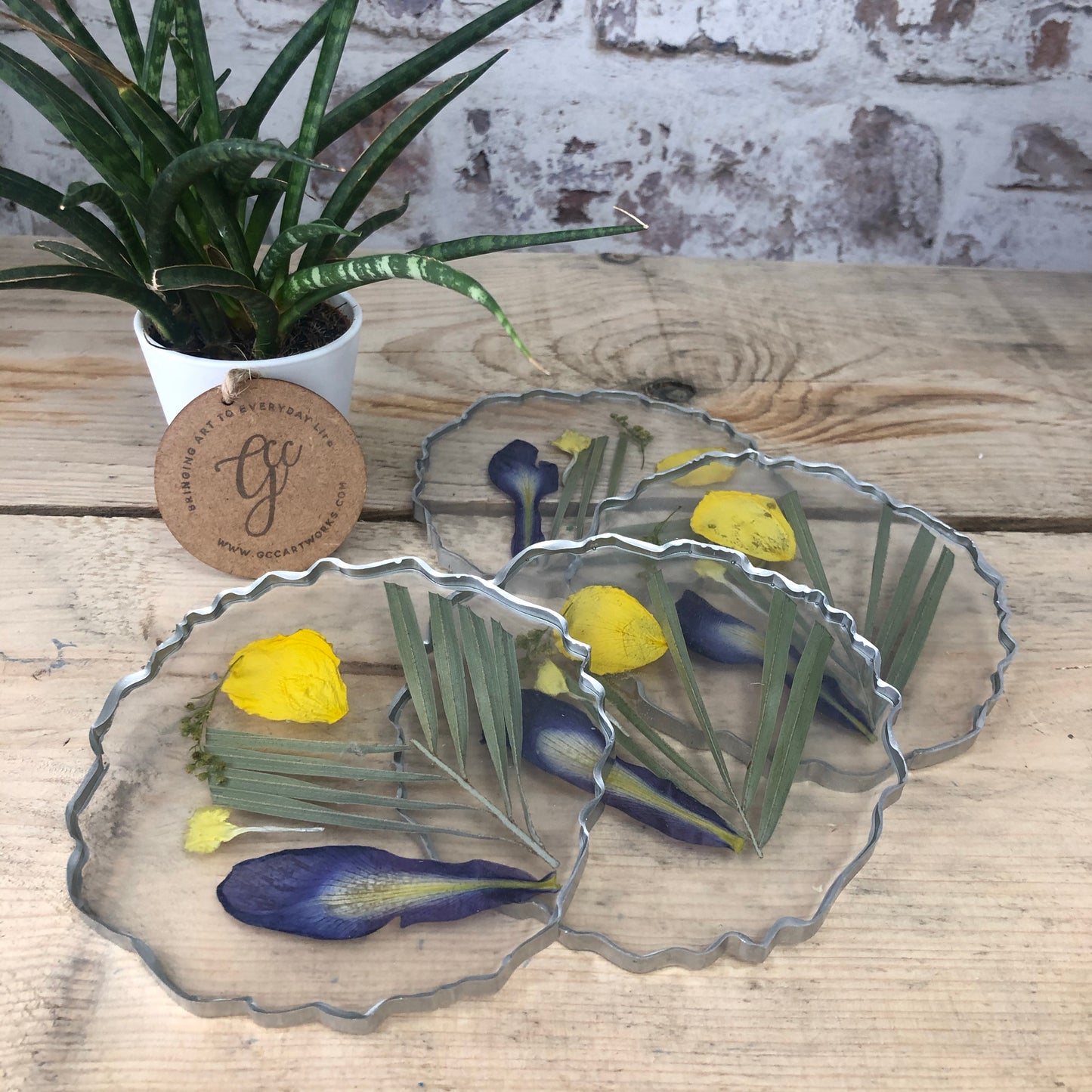 Wedding / Memorial Flowers Preserved in Resin Coasters x 4
