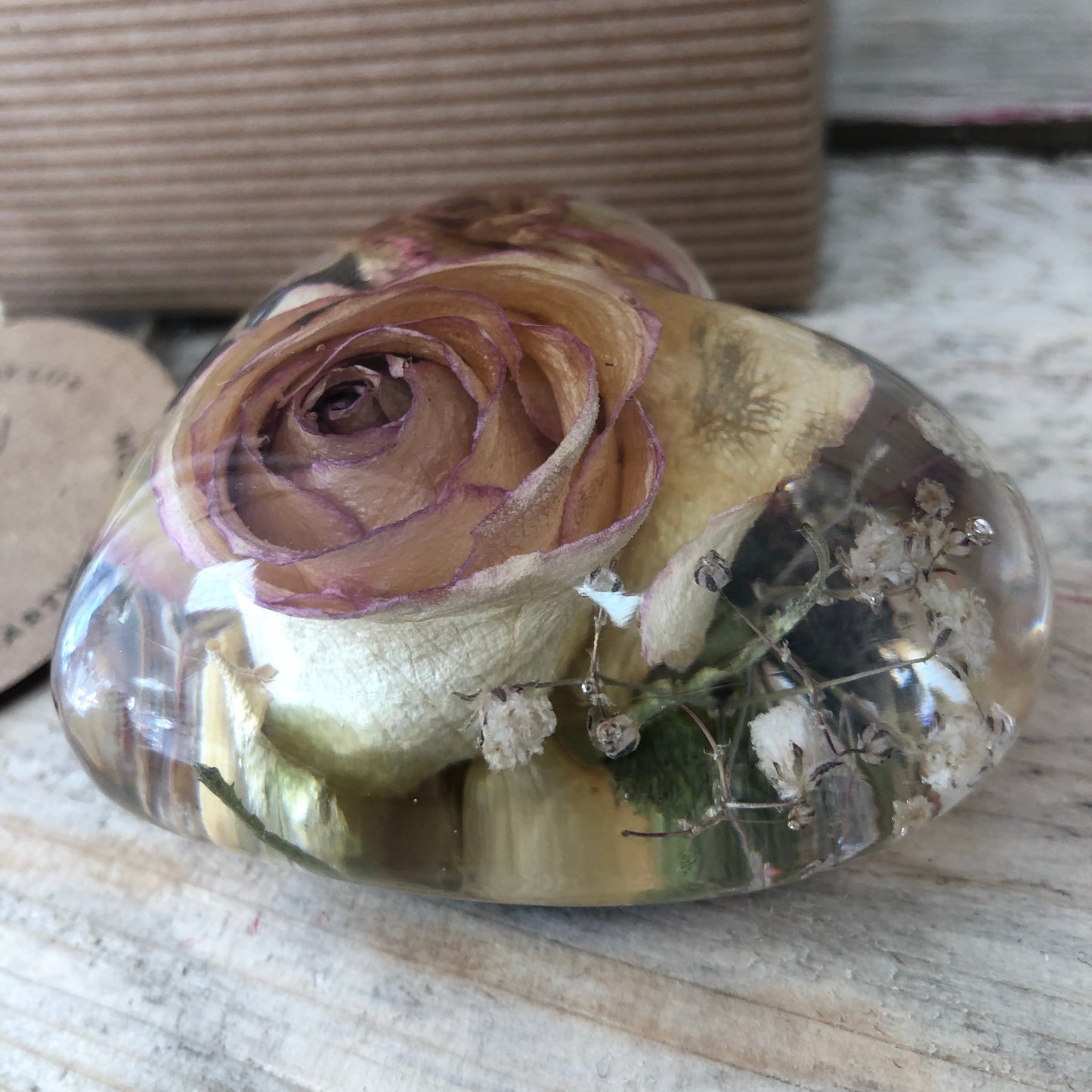 Wedding / Memorial Flowers Preserved in Resin Heart