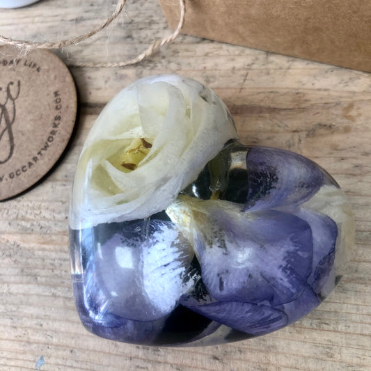 Wedding / Memorial Flowers Preserved in Resin Heart