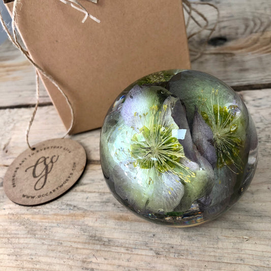 Wedding / Memorial Flowers Preserved in Resin Orb - 9cm