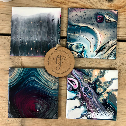 Acrylic Pour Coasters - Set of 4