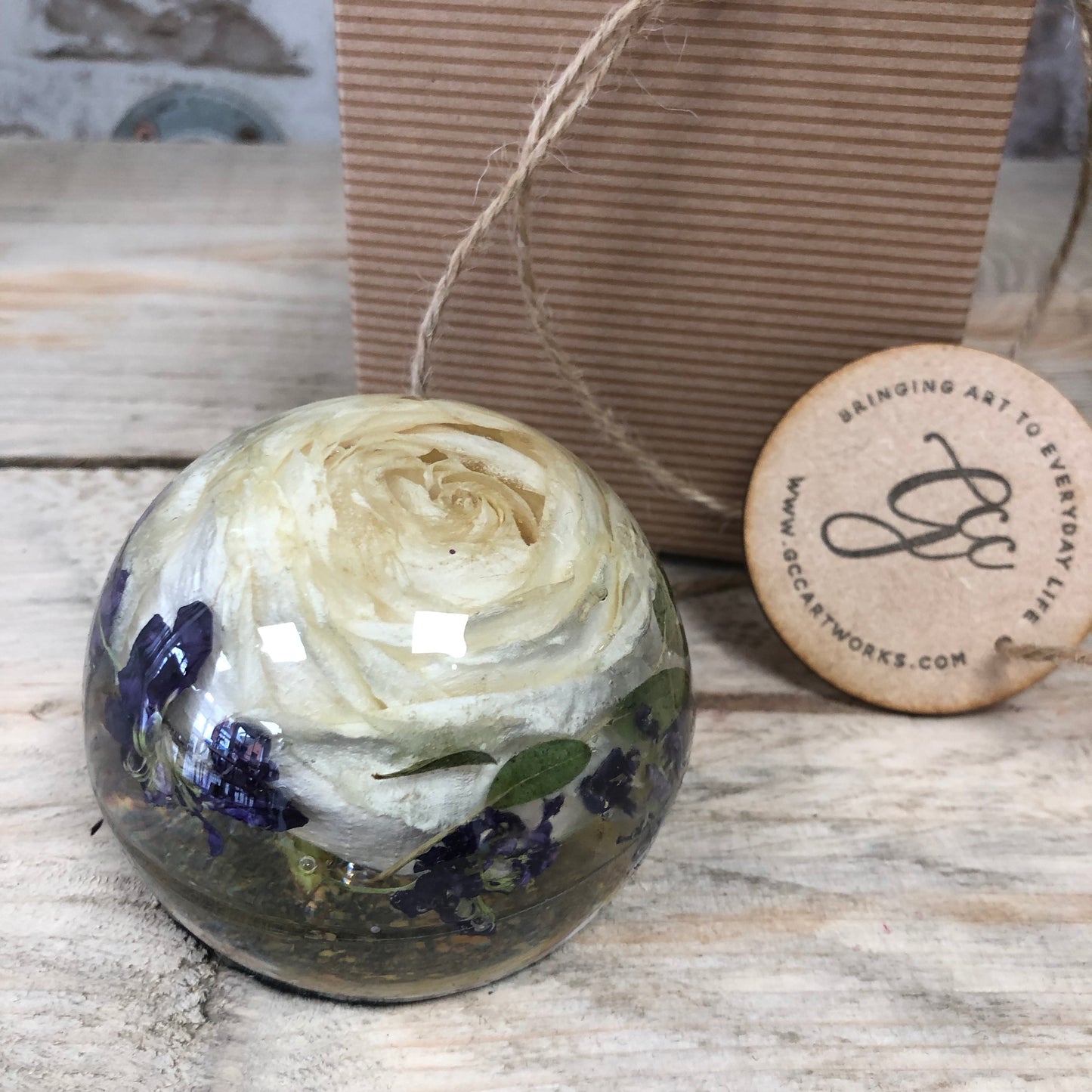 Wedding / Memorial Flowers Preserved in Resin Orb - 9cm