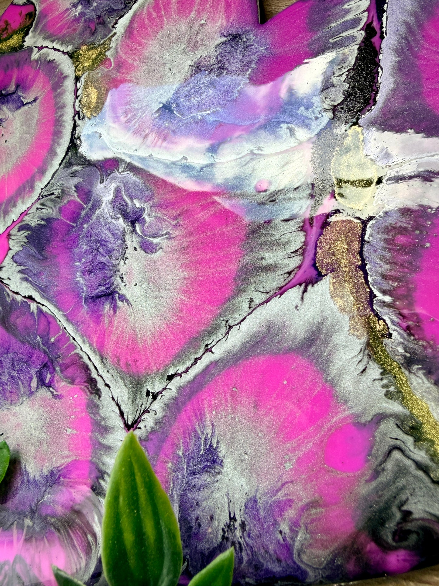 Resin and Ink Original Hanging Heart Artwork