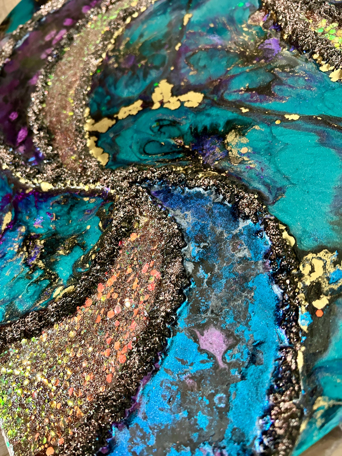 REGAL SEA - Resin and Ink Original Hanging Heart Artwork