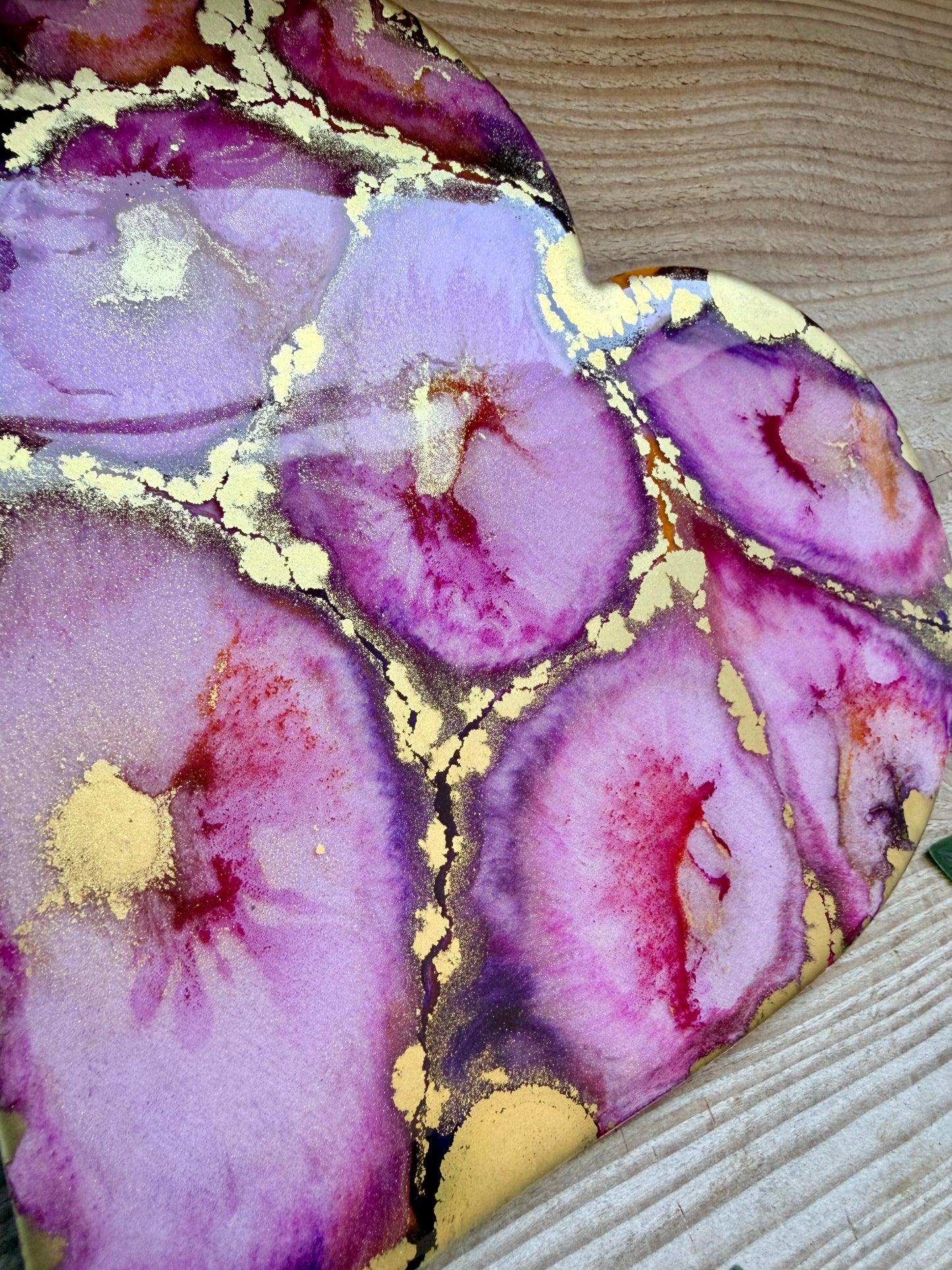 Resin and Ink Original Hanging Heart Artwork