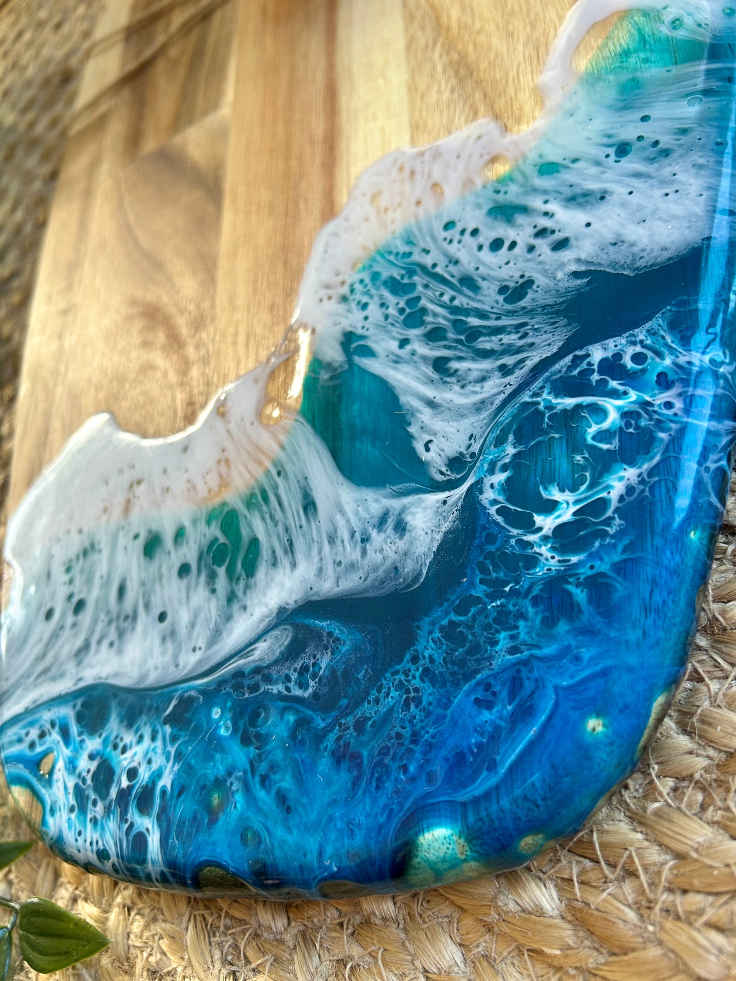Resin Art Acacia Wood Serving Board - Seascape
