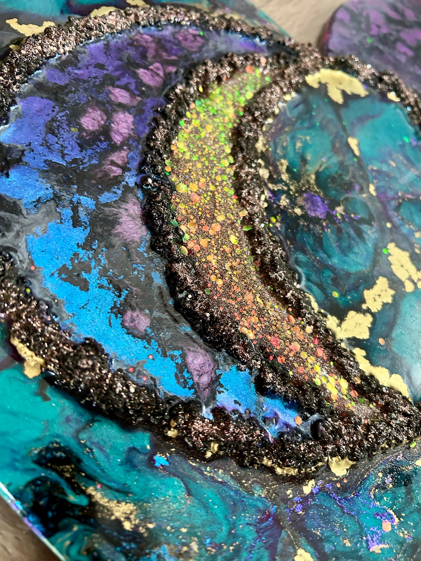 REGAL SEA - Resin and Ink Original Hanging Heart Artwork