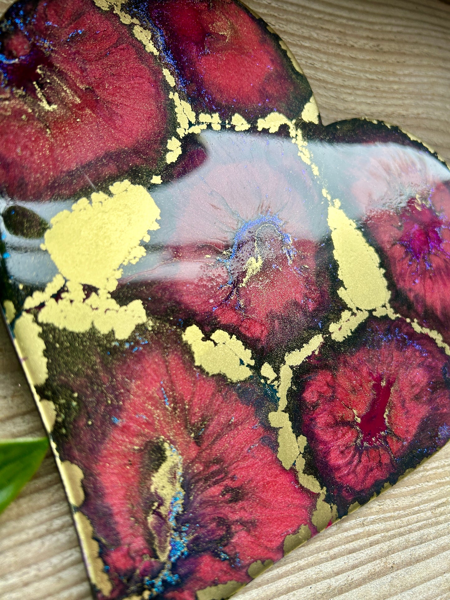 Resin and Ink Original Hanging Heart Artwork