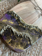 Resin Art Acacia Wood Serving Board - Purple, Black and Gold