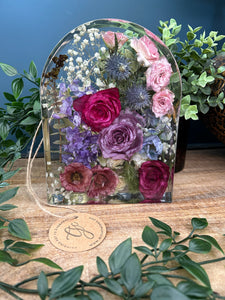 Wedding / Memorial Flowers Preserved in Resin Arch - 23cm