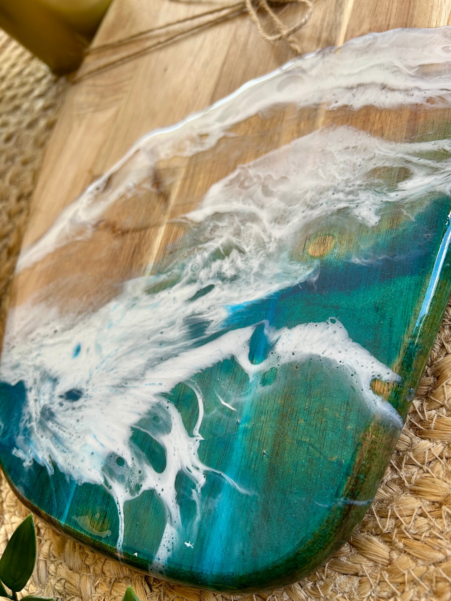 Resin Art Acacia Wood Serving Board - Seascape
