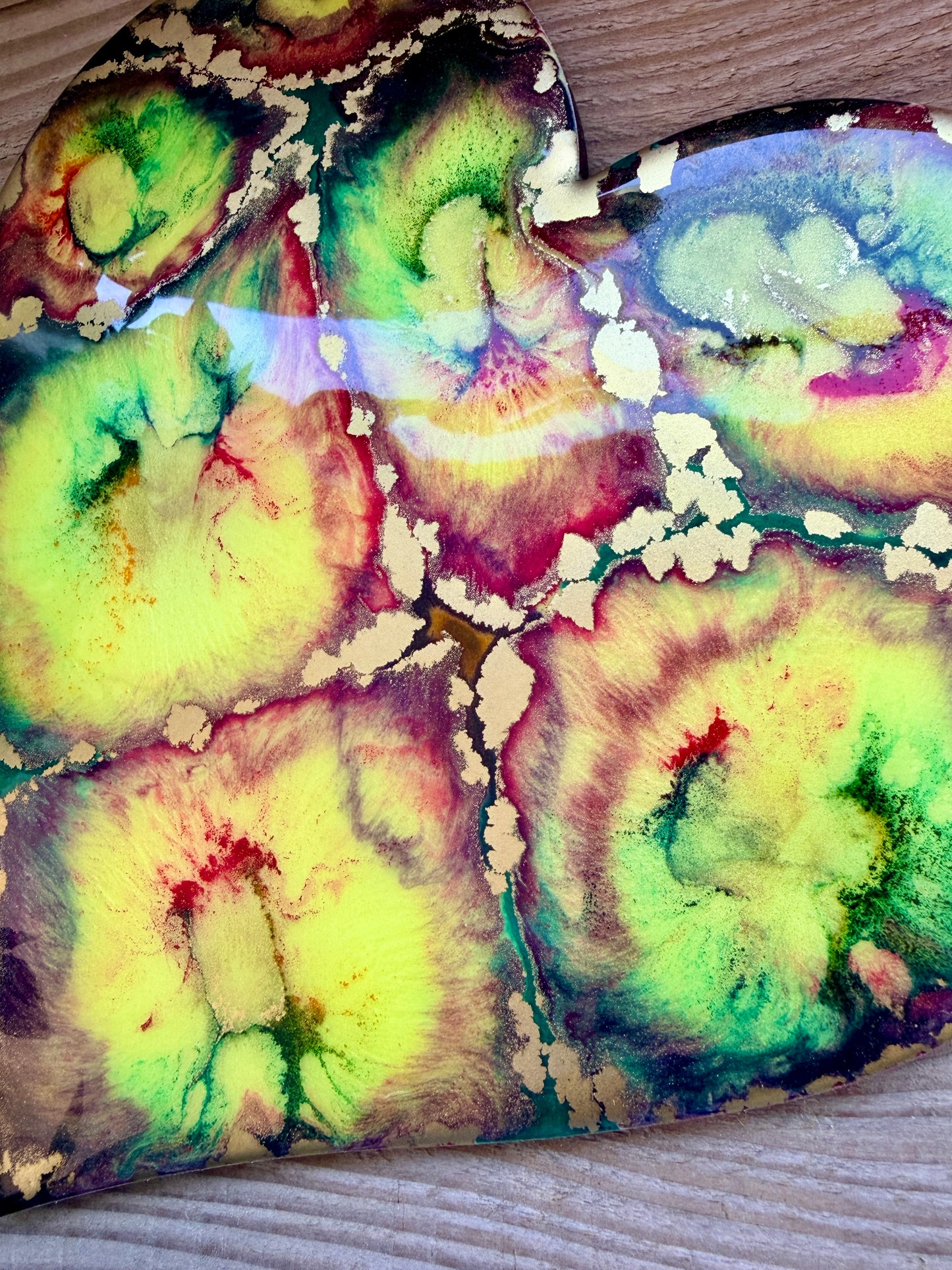 Resin and Ink Original Hanging Heart Artwork