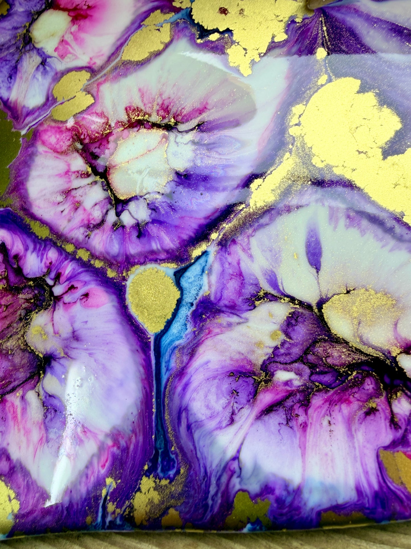 Resin and Ink Original Hanging Heart Artwork