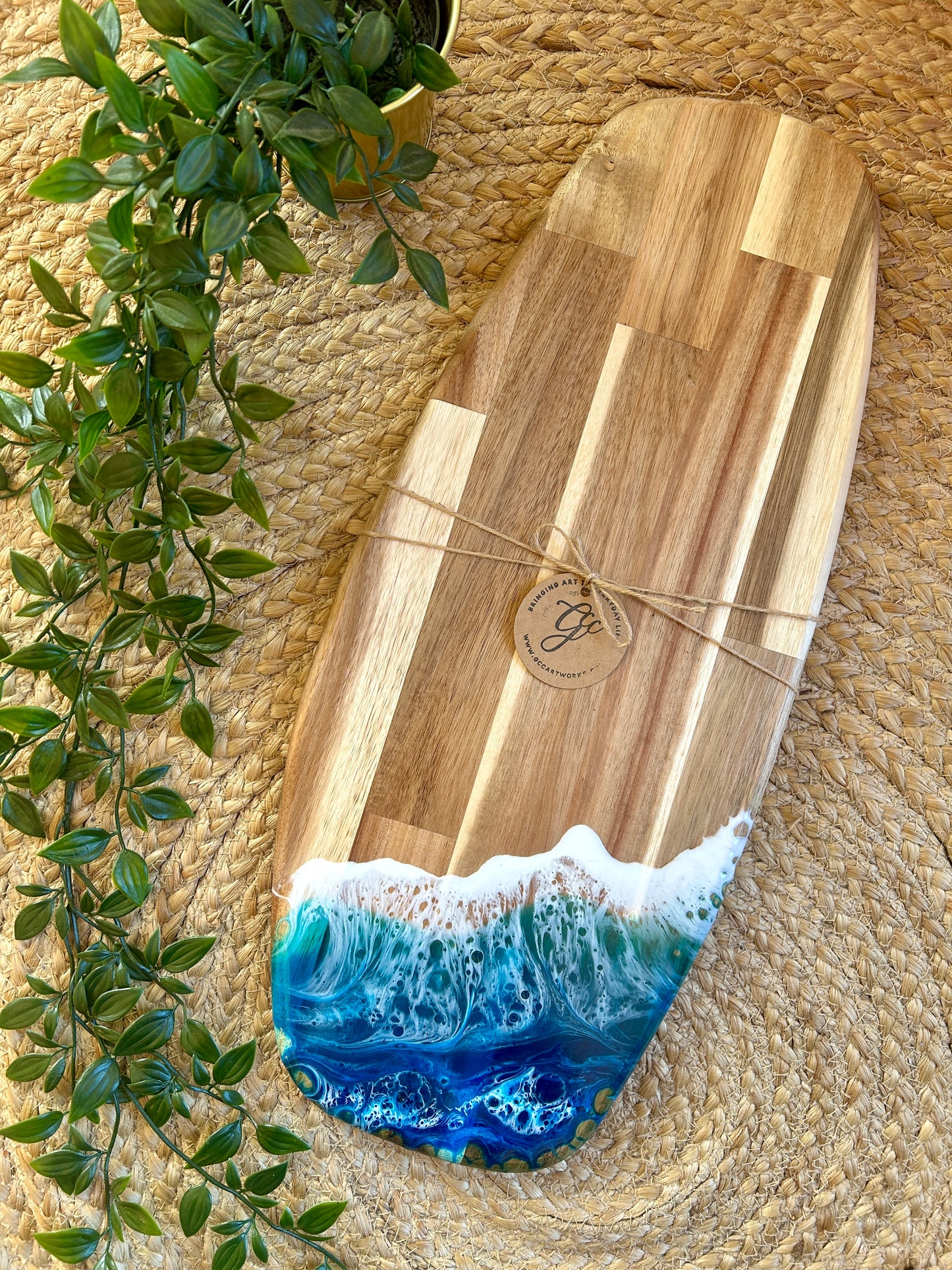 Resin Art Acacia Wood Serving Board - Seascape