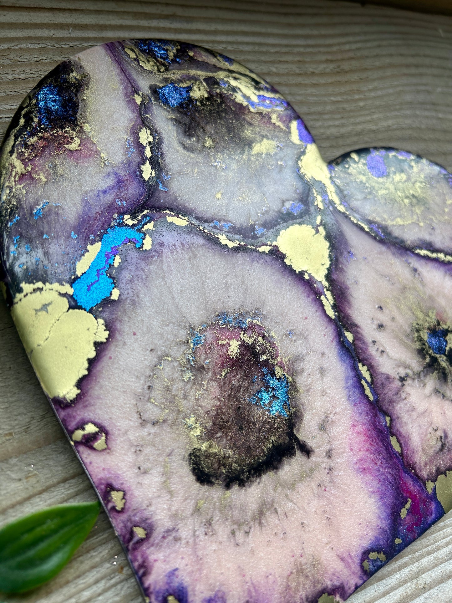 Resin and Ink Original Hanging Heart Artwork