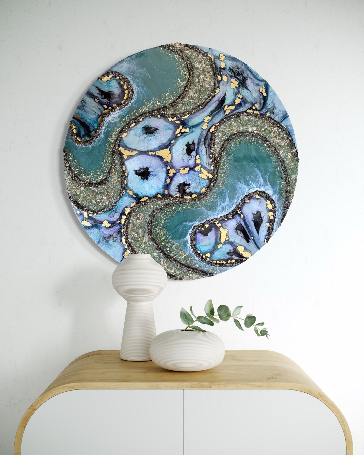CELADON JEWEL - Resin and Ink Original Artwork