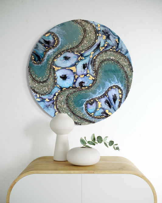 CELADON JEWEL - Maximalist Resin and Ink Original Artwork