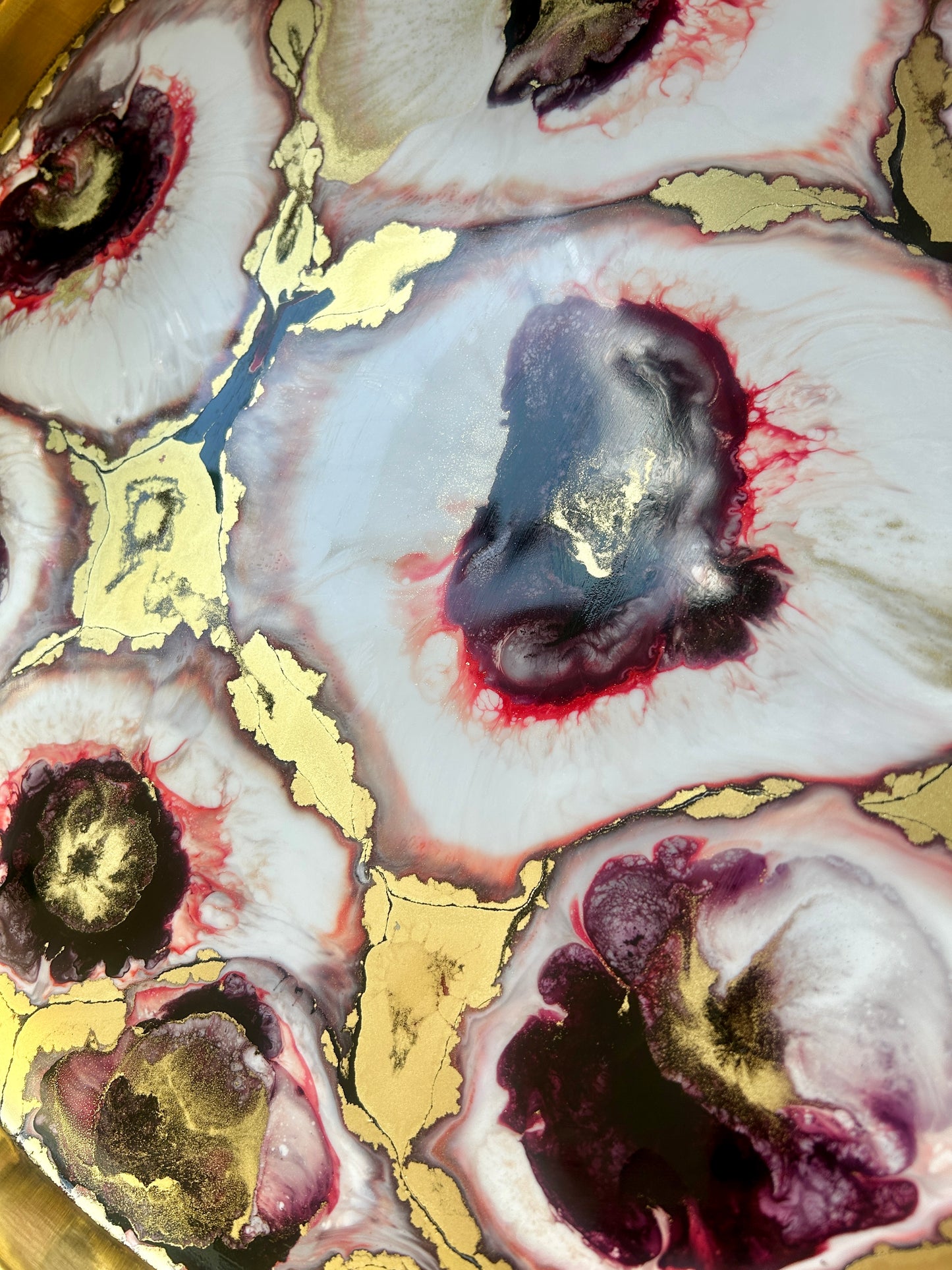 Resin Art Serving Tray - Pink, White and Gold