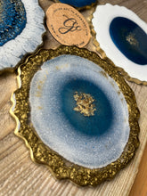 Blue and Gold Resin Coasters - Set of 4