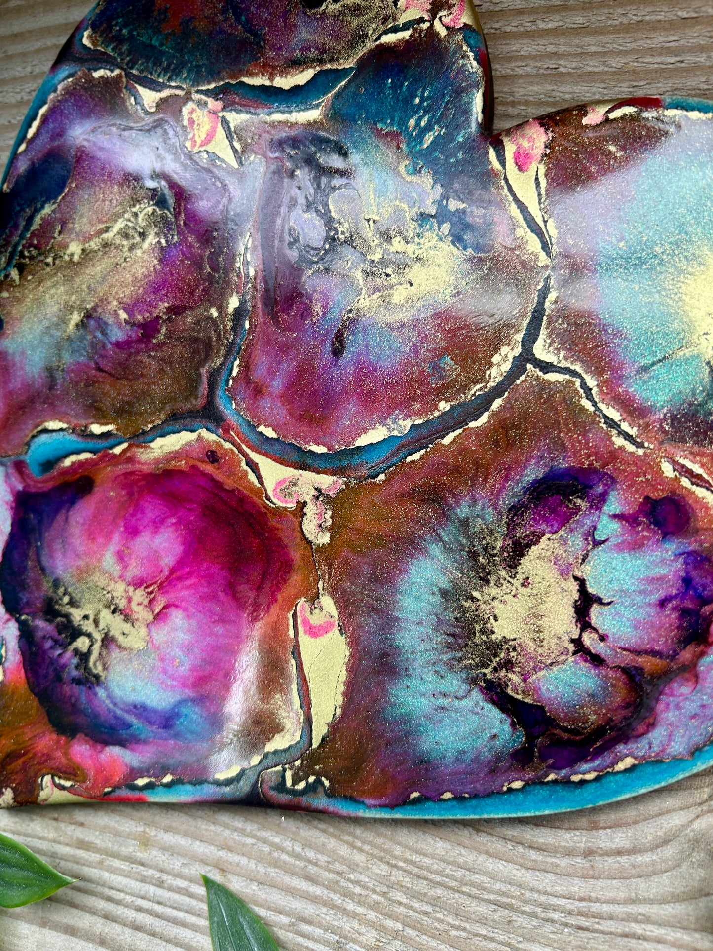 Resin and Ink Original Hanging Heart Artwork