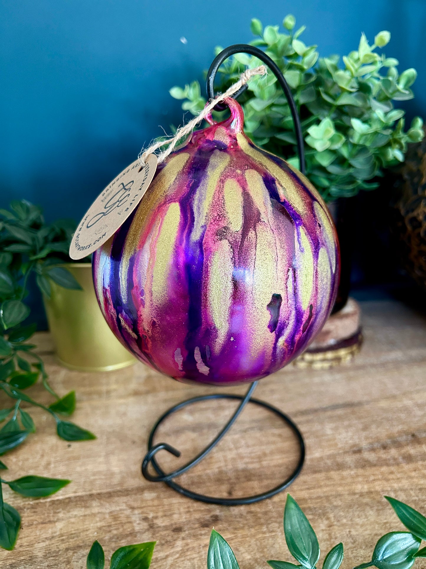 Alcohol Ink Candleholder - Pink, Purple and Gold