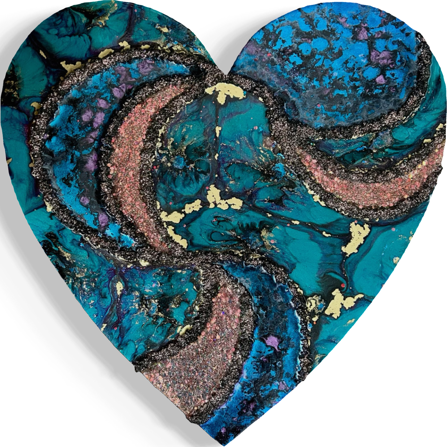 REGAL SEA - Resin and Ink Original Hanging Heart Artwork