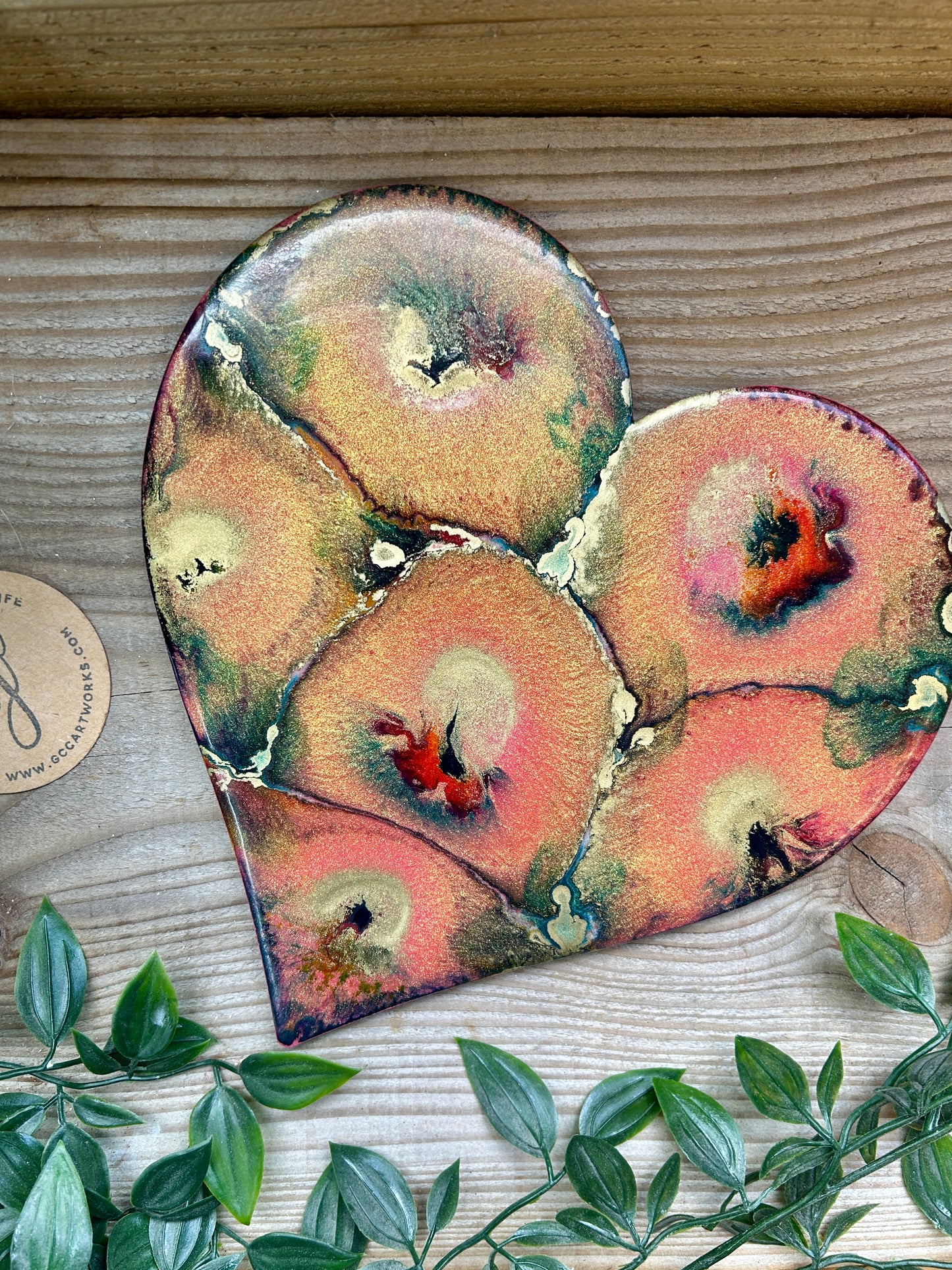 Resin and Ink Original Hanging Heart Artwork