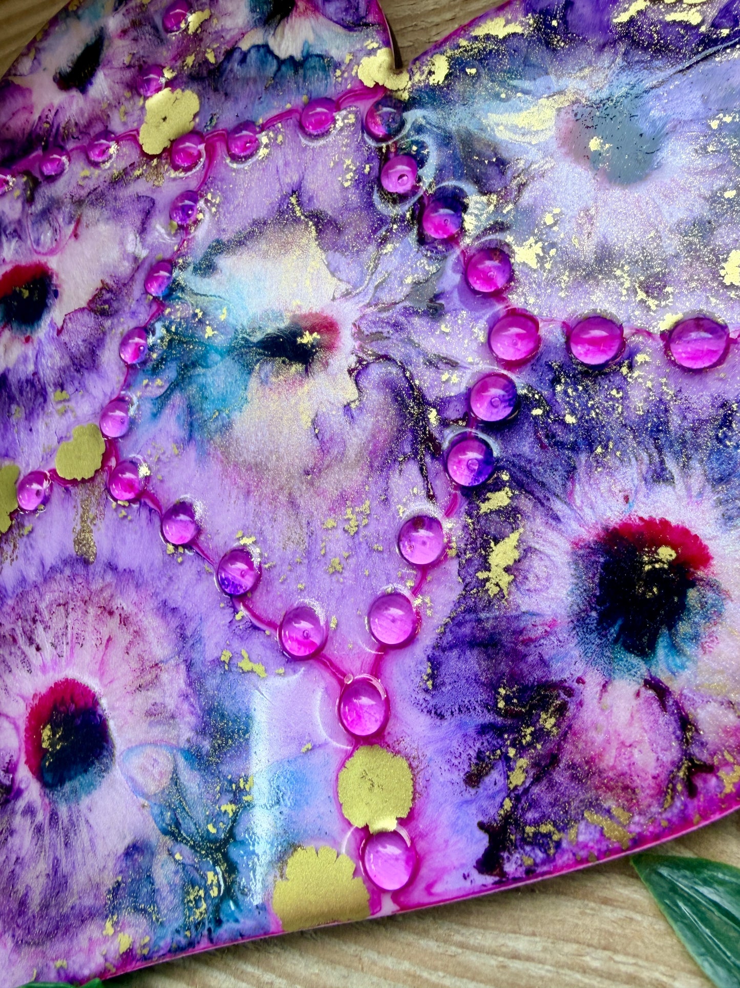 Resin and Ink Original Hanging Heart Artwork