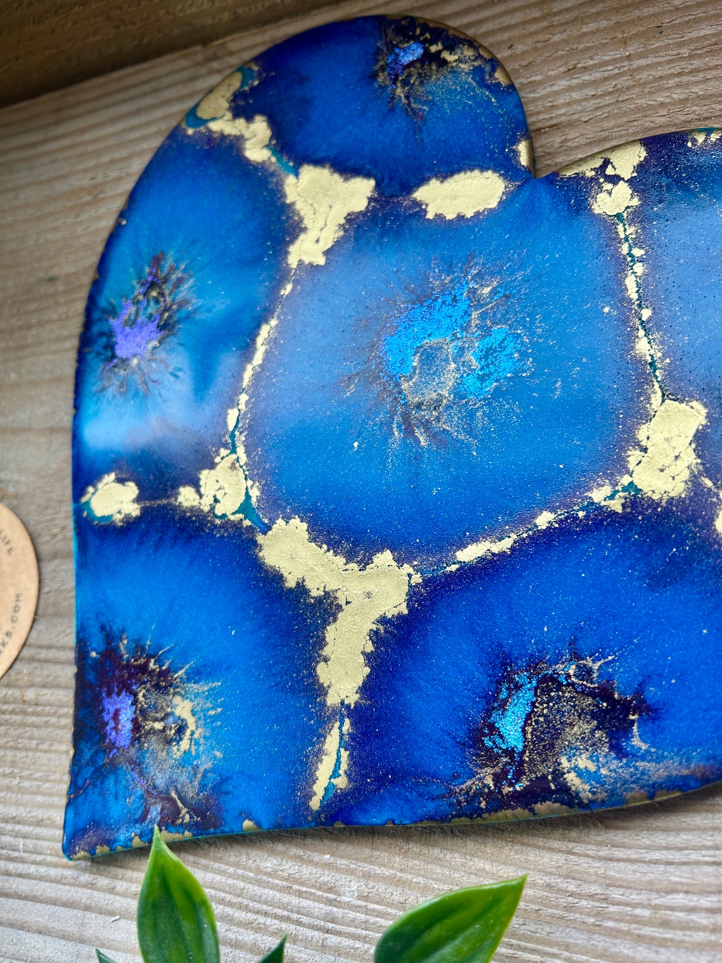 Resin and Ink Original Hanging Heart Artwork