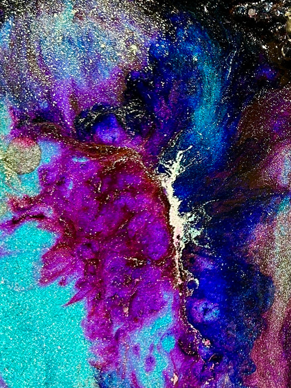 WILD ROSE - Resin and Alcohol Ink Original Hanging Heart Artwork