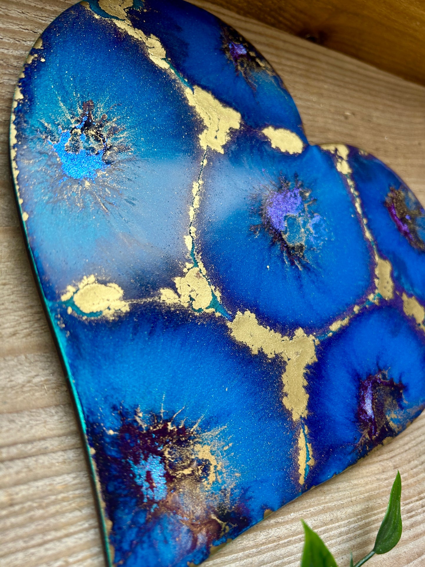 Resin and Ink Original Hanging Heart Artwork